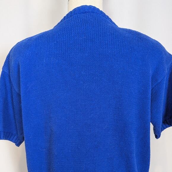 90s Vintage Nordstrom Short Sleeve Crew Neck Sweater Blue Size Medium - Picture 14 of 15